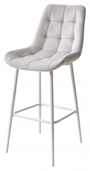 Барный стул ХОФМАН, цвет H-09 Светло-серый, велюр / белый каркас М-City в Можге - mozhga.ok-mebel.com | фото 1