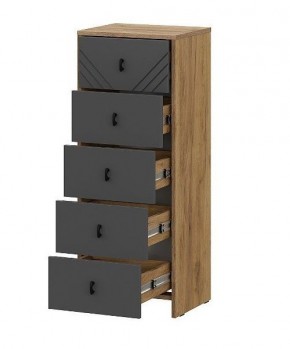БАЙКАЛ Комод (5 ящиков) Графит/Дуб золотой в Можге - mozhga.ok-mebel.com | фото 2
