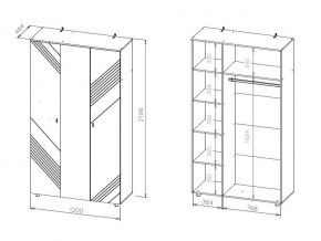 БАЙКАЛ Шкаф трехстворчатый (Графит/Дуб золотой) в Можге - mozhga.ok-mebel.com | фото 3
