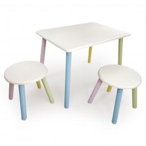 Детский комплект стол и два табурета круглых  (Белый, Белый, Цветной) в Можге - mozhga.ok-mebel.com | фото 1