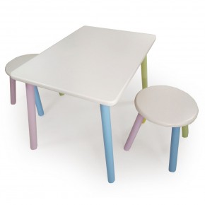 Детский комплект стол и два табурета круглых  (Белый, Белый, Цветной) в Можге - mozhga.ok-mebel.com | фото 2