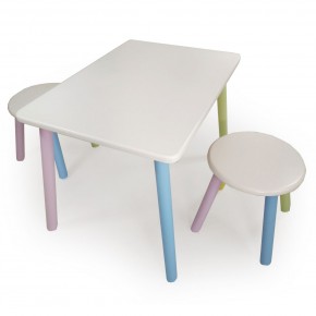 Детский комплект стол и два табурета круглых с накладкой Алфавит (Белый, Белый, Цветной) в Можге - mozhga.ok-mebel.com | фото 3