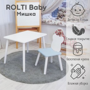 Детский комплект стол и стул «Мишка» Rolti Baby  (голубая столешница/голубое сиденье/белые ножки) в Можге - mozhga.ok-mebel.com | фото