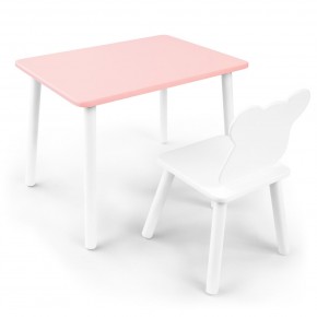 Детский комплект стол и стул «Мишка» Rolti Baby (розовый/белый, массив березы/мдф) в Можге - mozhga.ok-mebel.com | фото
