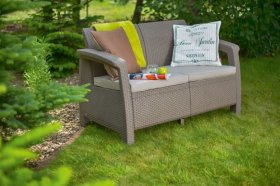 Диван пластиковый Корфу (Corfu love seat) капучино - песок в Можге - mozhga.ok-mebel.com | фото 2