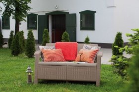 Диван пластиковый Корфу (Corfu love seat) капучино - песок в Можге - mozhga.ok-mebel.com | фото 3