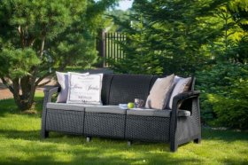 Диван пластиковый Корфу Макс (Corfu love seat max) графит в Можге - mozhga.ok-mebel.com | фото 2