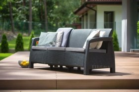 Диван пластиковый Корфу Макс (Corfu love seat max) графит в Можге - mozhga.ok-mebel.com | фото 3