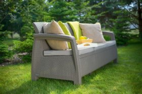 Диван пластиковый Корфу Макс (Corfu love seat max) капучино - песок в Можге - mozhga.ok-mebel.com | фото 3
