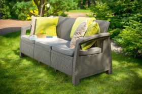 Диван пластиковый Корфу Макс (Corfu love seat max) капучино - песок в Можге - mozhga.ok-mebel.com | фото 4