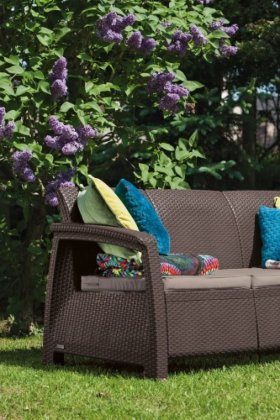 Диван пластиковый Корфу Макс (Corfu love seat max) коричневый в Можге - mozhga.ok-mebel.com | фото 2