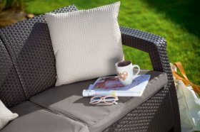 Диван пластиковый Корфу Макс (Corfu love seat max) коричневый в Можге - mozhga.ok-mebel.com | фото 3