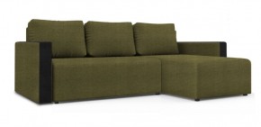 Диван угловой Алиса 3 Shaggy GREEN - TEOS BLACK в Можге - mozhga.ok-mebel.com | фото