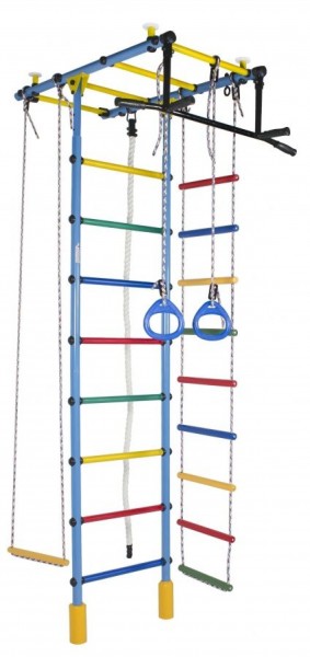 ДСК Атлант цв.голубой радуга: турник, кольца, канат, трапеция, веревочная лестница в Можге - mozhga.ok-mebel.com | фото