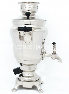 Электрический самовар из латуни никелированный на 1,5 литра форма "Тюльпан" с защитой от выкипания в Можге - mozhga.ok-mebel.com | фото 3