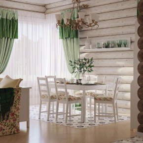 Комлект Вествик обеденный стол и четыре стула, массив сосны, цвет белый в Можге - mozhga.ok-mebel.com | фото 1