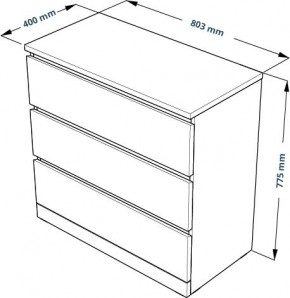 Комод Варма 3 с тремя выдвижными ящиками, цвет белый в Можге - mozhga.ok-mebel.com | фото 4