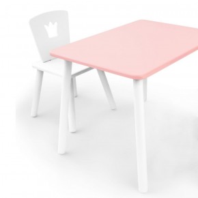 Комплект детской мебели стол и стул Корона (Розовый/Белый/Белый) в Можге - mozhga.ok-mebel.com | фото 1