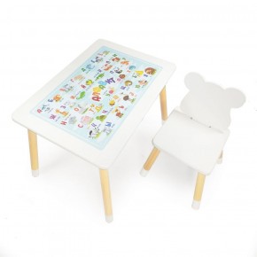 Комплект детской мебели стол и стул Мишутка с накладкой Алфавит (Белый/Белый/Береза) в Можге - mozhga.ok-mebel.com | фото 2