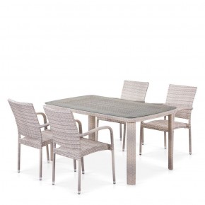 Комплект плетеной мебели T256C/Y376C-W85 Latte (4+1) + подушки на стульях в Можге - mozhga.ok-mebel.com | фото
