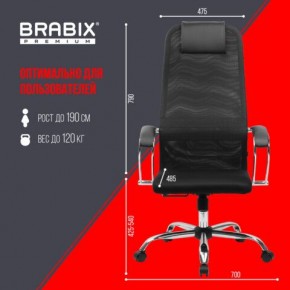 Кресло BRABIX PREMIUM "Ultimate EX-800" хром, плотная двойная сетка Х2, черное, 532911 в Можге - mozhga.ok-mebel.com | фото 6