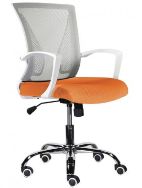 Кресло BRABIX "Wings MG-306", пластик белый, хром, сетка, серое/оранжевое, 532011 в Можге - mozhga.ok-mebel.com | фото