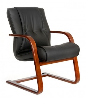 Кресло для посетителя CHAIRMAN  653 V (Кожа) Черное в Можге - mozhga.ok-mebel.com | фото