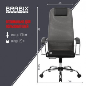 Кресло офисное BRABIX PREMIUM "Ultimate EX-800" хром, плотная двойная сетка Х2, черное/серое, 532912 в Можге - mozhga.ok-mebel.com | фото 3