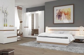 Кровать 160/TYP 92, LINATE ,цвет белый/сонома трюфель в Можге - mozhga.ok-mebel.com | фото 3