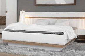 Кровать 160/TYP 94-01 с подъемником, LINATE ,цвет белый/сонома трюфель в Можге - mozhga.ok-mebel.com | фото 5