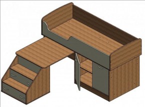 Кровать-чердак "Дюймовочка-2" Дуб молочный/орех в Можге - mozhga.ok-mebel.com | фото 2