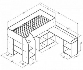 Кровать-чердак "Теремок-2" Дуб молочный/Салатовый в Можге - mozhga.ok-mebel.com | фото 3