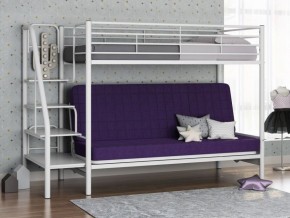 Кровать двухъярусная с диваном "Мадлен-3" (Белый/Фиолетовы) в Можге - mozhga.ok-mebel.com | фото 1