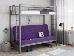 Кровать двухъярусная с диваном "Мадлен" (Серый/Фиолетовый) в Можге - mozhga.ok-mebel.com | фото