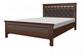 ГРАЦИЯ Кровать из массива 1400 (Орех/коричневая экокожа) в Можге - mozhga.ok-mebel.com | фото