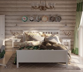 Кровать Кантри двухспальная 180х200, массив сосны, цвет белый в Можге - mozhga.ok-mebel.com | фото
