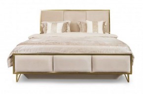 Кровать Lara 1600 с мягким изголовьем + основание (бежевый глянец) в Можге - mozhga.ok-mebel.com | фото 2