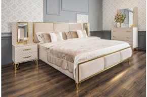 Кровать Lara 1600 с мягким изголовьем + основание (бежевый глянец) в Можге - mozhga.ok-mebel.com | фото 3