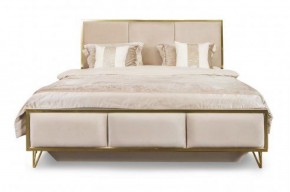 Кровать Lara 1600 с мягким изголовьем + основание (белый глянец) в Можге - mozhga.ok-mebel.com | фото