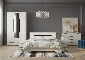 Кровать Вега 1,6 + основание (Крафт белый - Венге) в Можге - mozhga.ok-mebel.com | фото 3