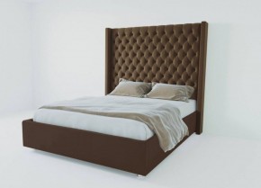 Кровать Версаль ЛЮКС с ПМ 1200 (экокожа коричневая) в Можге - mozhga.ok-mebel.com | фото