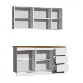 Кухня Хилтон 1.6 м (Белый текстурный/Дуб Вотан) в Можге - mozhga.ok-mebel.com | фото 2