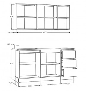 Кухня Хилтон 1.6 м (Белый текстурный/Дуб Вотан) в Можге - mozhga.ok-mebel.com | фото 3