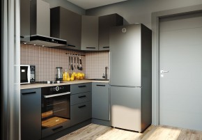 Кухня угловая Антрацит 2200х1000 (Стол. 38мм) в Можге - mozhga.ok-mebel.com | фото
