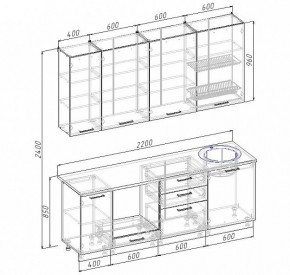 Кухонный гарнитур Антрацит 2200 (Стол. 38мм) в Можге - mozhga.ok-mebel.com | фото 3