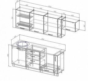 Кухонный гарнитур Антрацит 2550 (Стол. 26мм) в Можге - mozhga.ok-mebel.com | фото 2