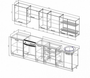 Кухонный гарнитур Антрацит 3000 (Стол. 26мм) в Можге - mozhga.ok-mebel.com | фото 2