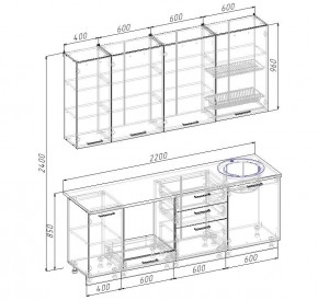 Кухонный гарнитур Дели 2200 (Стол. 26мм) в Можге - mozhga.ok-mebel.com | фото 2