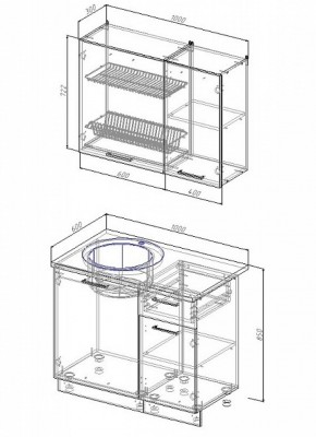 Кухонный гарнитур Лофт 1000 (Стол. 26мм) в Можге - mozhga.ok-mebel.com | фото 2