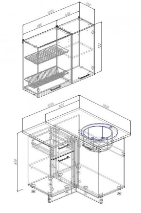 Кухонный гарнитур угловой Лада 1000х1000 (Стол. 38мм) в Можге - mozhga.ok-mebel.com | фото 2